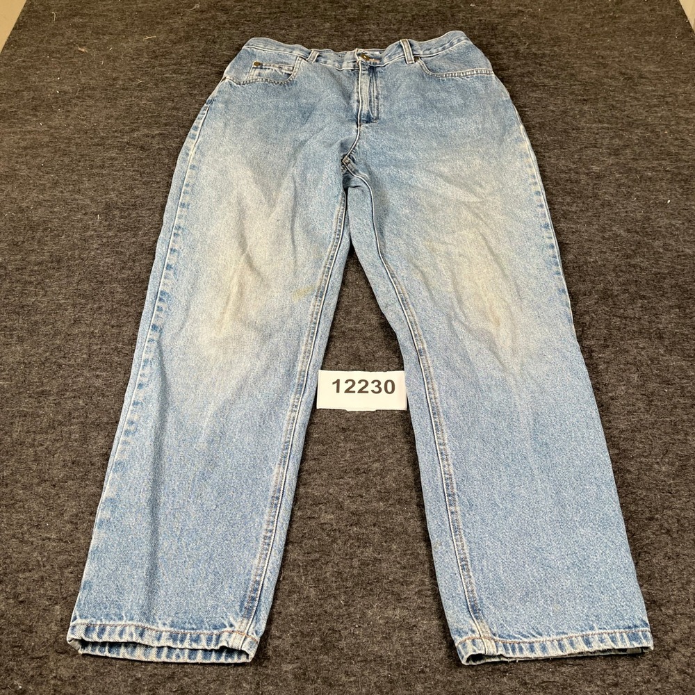 Liz Claiborne Jeans Women 12 Blue Denim Cotton Classic Fit Whiskers Straight Leg